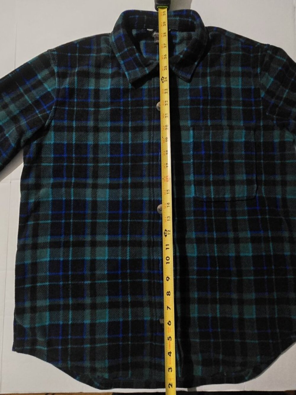 Eddie Bauer Women's M Microfleece Button Up Shirt Black Green Blue Plaid Pockets